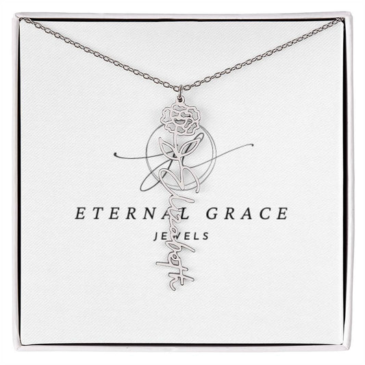 Elegant Flower Custom Name Necklace