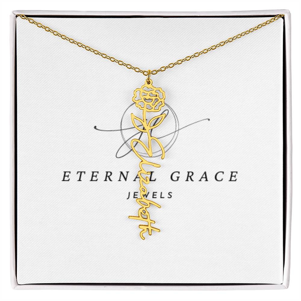 Elegant Flower Custom Name Necklace