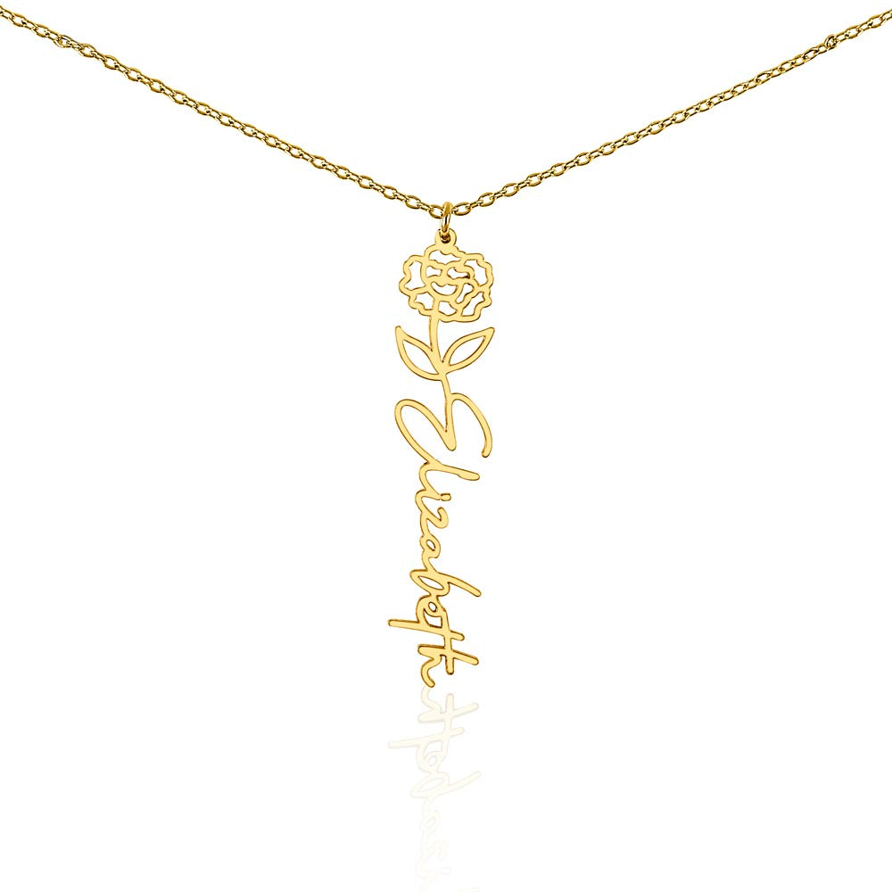 Elegant Flower Custom Name Necklace