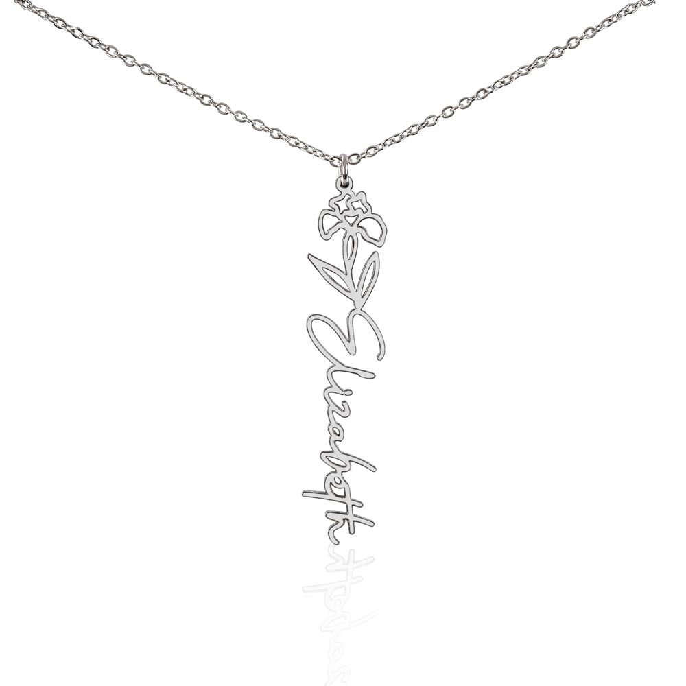 Elegant Flower Custom Name Necklace