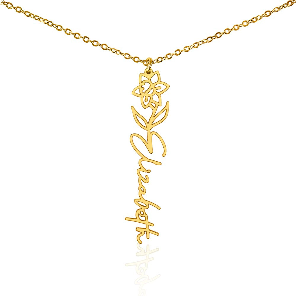 Elegant Flower Custom Name Necklace