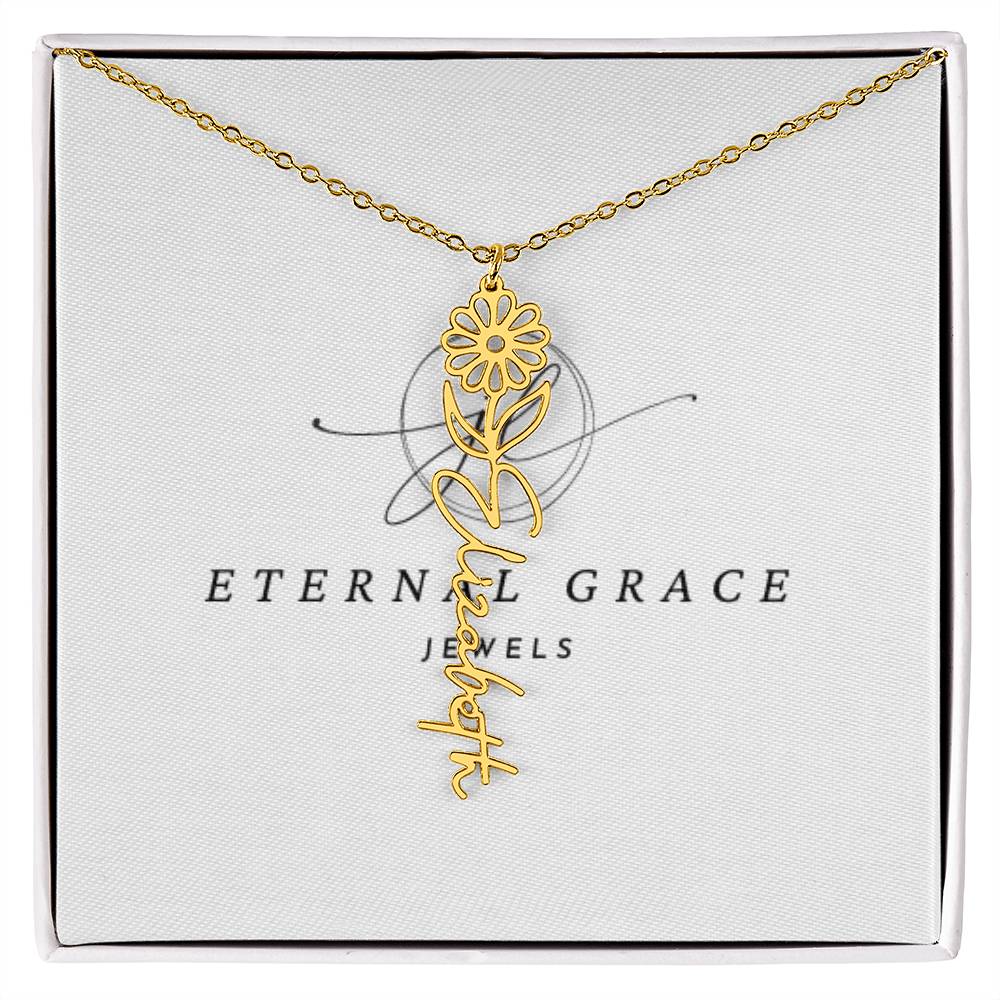 Elegant Flower Custom Name Necklace