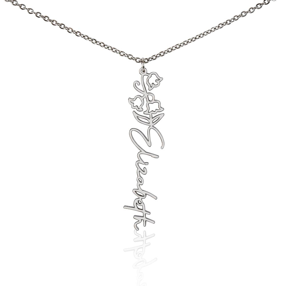 Elegant Flower Custom Name Necklace